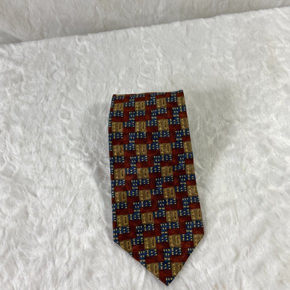 Vintage Ferrell Reed for Nordstrom Geometric Square Print Silk Made in America - Picture 4 of 6